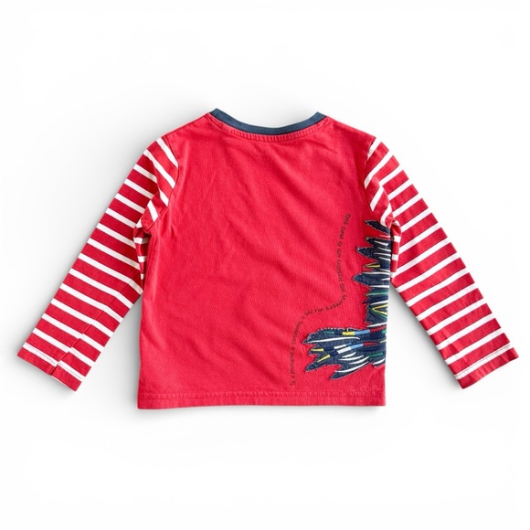 Mini Boden Porcupine Appliqué Red Long Sleeve T-Shirt Striped Boys 2-3 Yrs 98cm - Picture 2 of 7